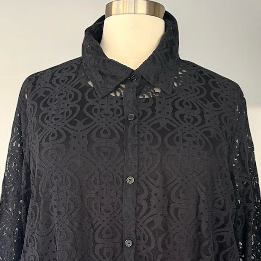 NEW!Blair 2-Piece Black Lace Button-Down Half Sleeve Top Size 3XL - Picture 5 of 9